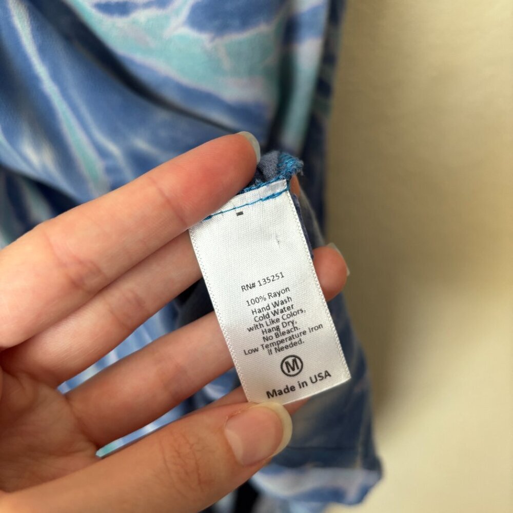 Fraiche by J Boho Tie Dye Print Maxi Length Dress Beachy Coastal - Picture 9 of 9